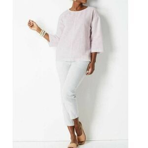 Pure Jill Kimono Hemp Cotton Wide Sleeve Peasant Blouse Medium light purple